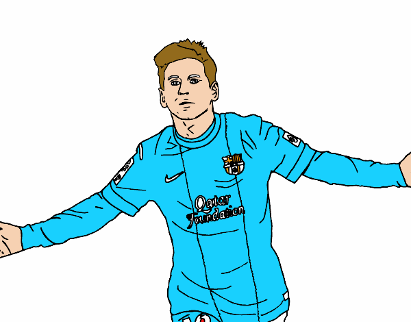 Colored page messi painted by user not registered