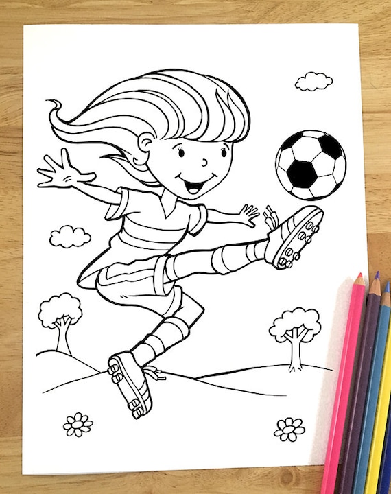Soccer player coloring page downloadable pdf file