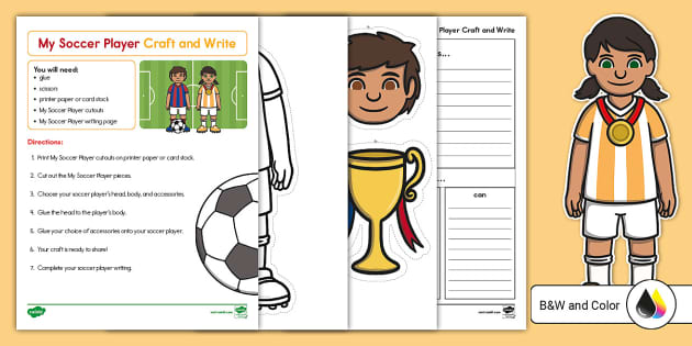 My soccer player craft and write activity teacher made