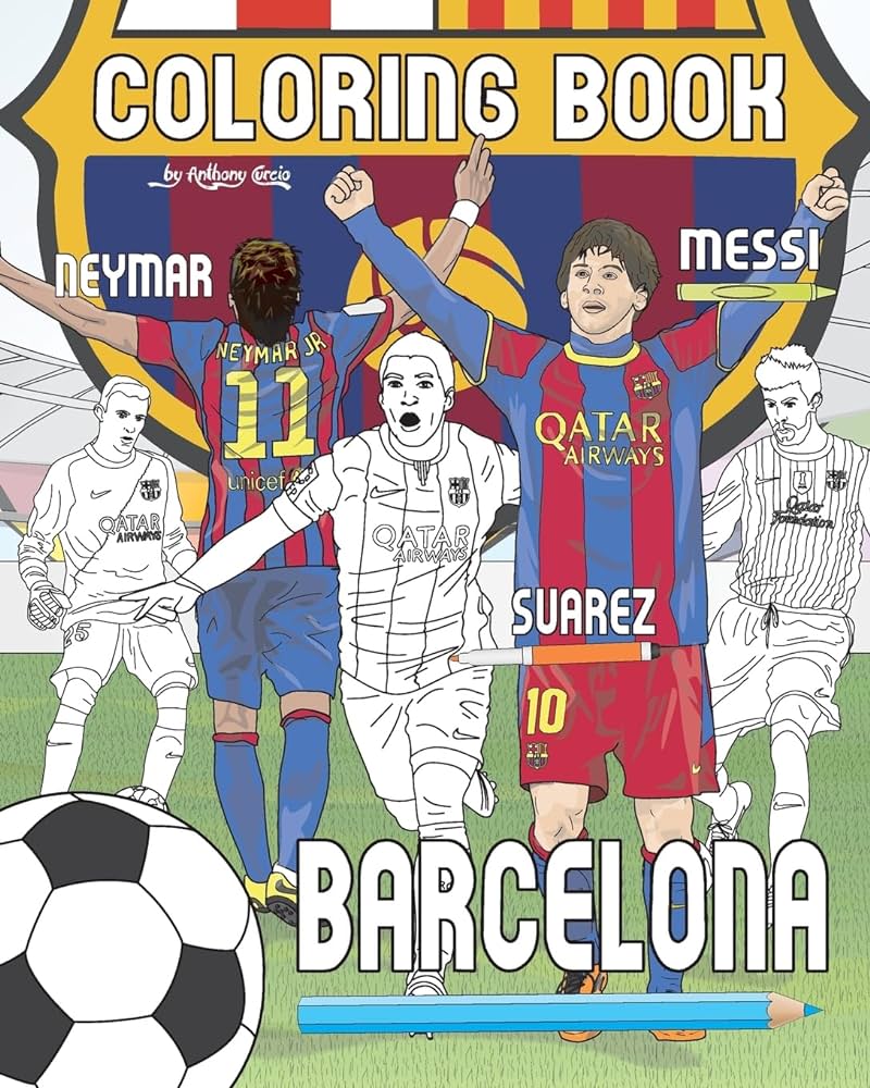 Messi neymar suarez and fc barcelona soccer futbol coloring book for adults and kids curcio anthony arts crafts