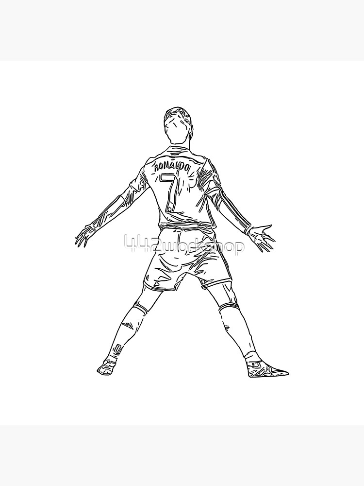 Cr cristiano ronaldo signature celebration line art black art board print for sale by workshop