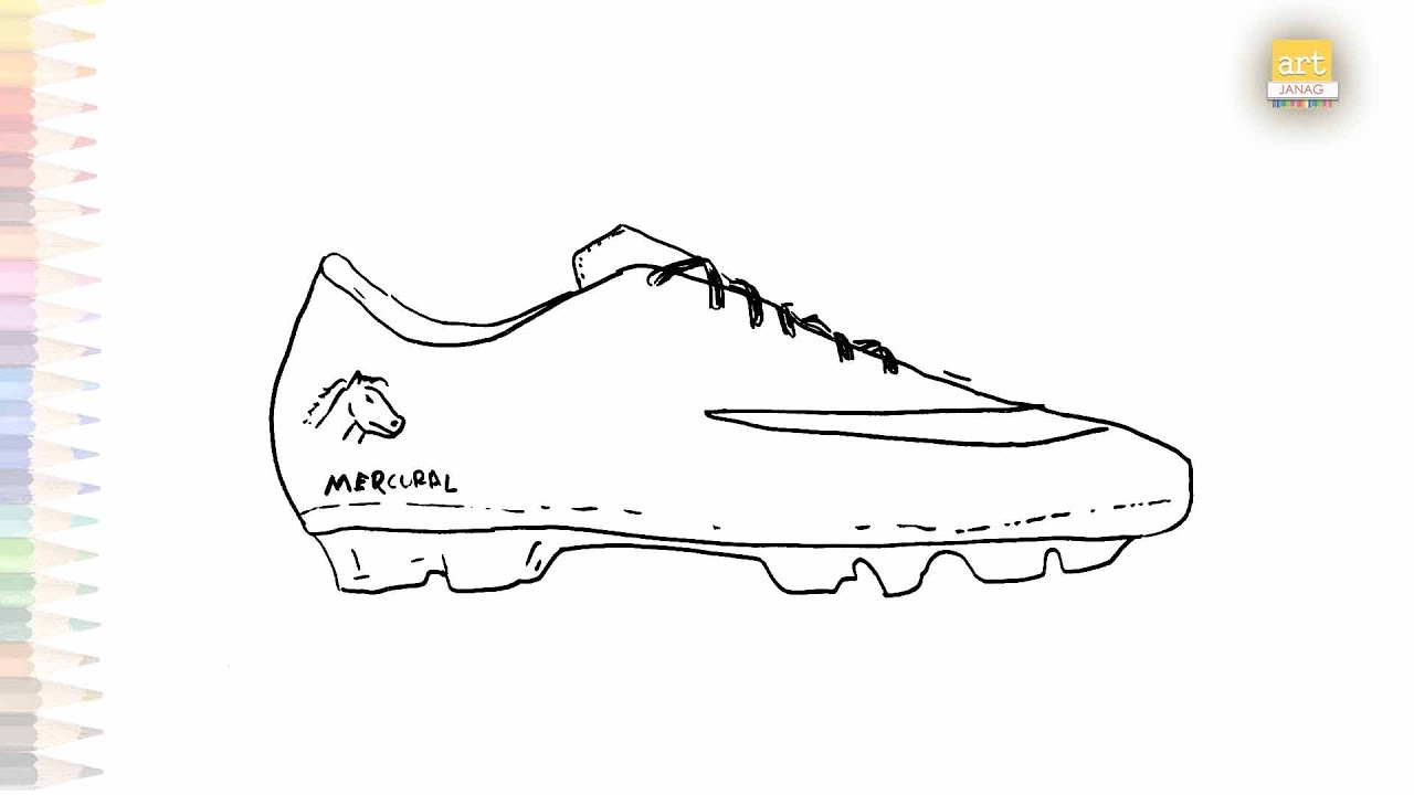 Soccer shoe drawing drawing videos easy how to draw a soccer shoe step by step artjanag
