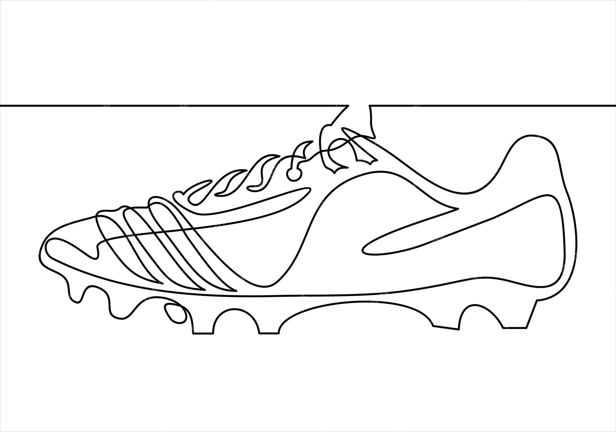 Premium vector soccer shoe flat icon continuous single drawn line football sports soccer shoes boots