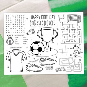 Soccer coloring placemat digital soccer ball party activity kids coloring page editable printable file download a download now