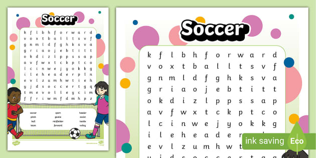 Soccer word search teacher made