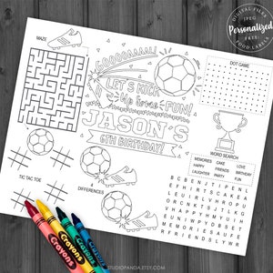 Soccer activity and coloring pages personalized soccer decoration soccer deco soccer birthday soccer party football sports messi cr