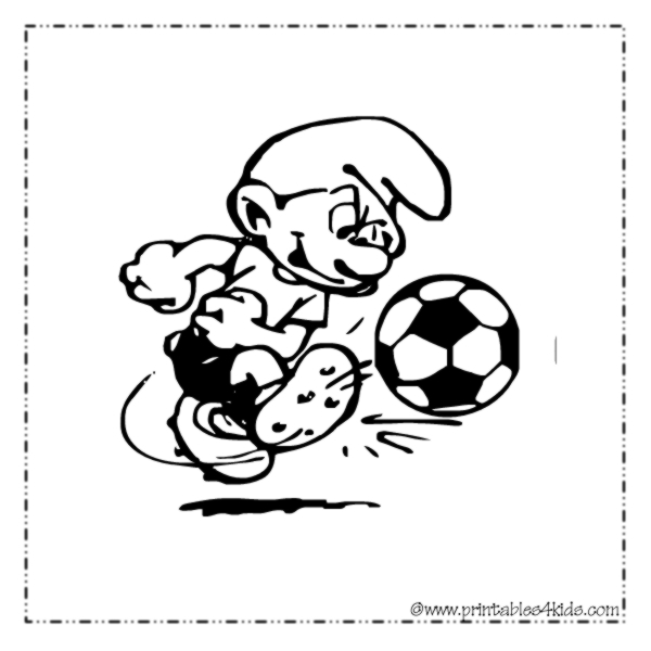 Smurf soccer coloring page â printables for kids â free word search puzzles coloring pages and other activities