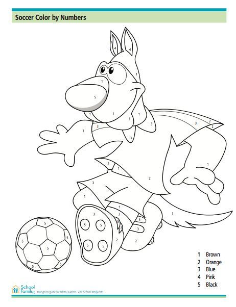 Soccer color by number color worksheets color by numbers coloring pages