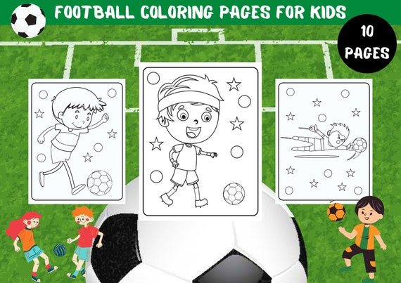 Football coloring pages for kids printable pages soccer digital coloring book instant download