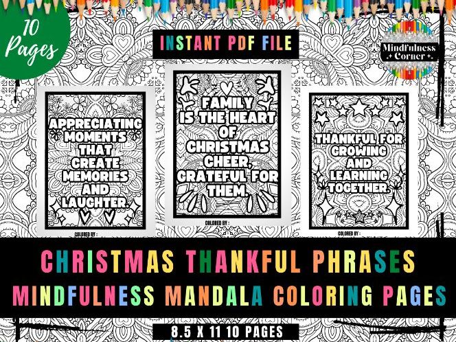 Social emotional christmas thankful phrases coloring pages for kids teaching resources