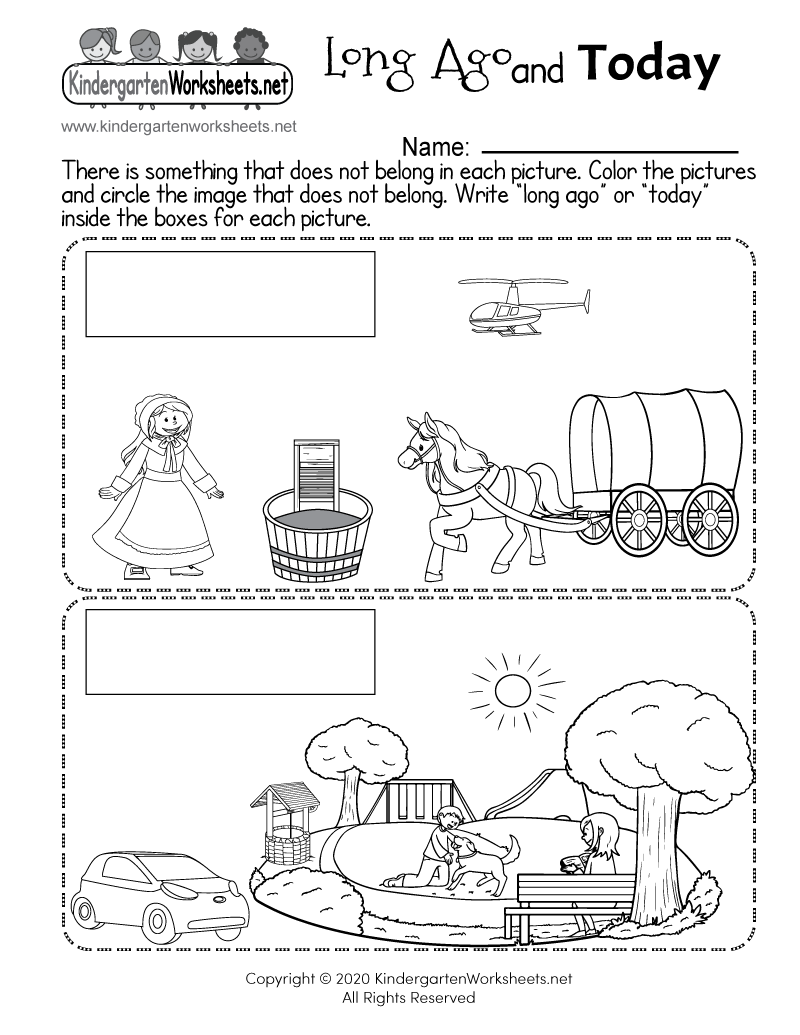 Long ago and today worksheet
