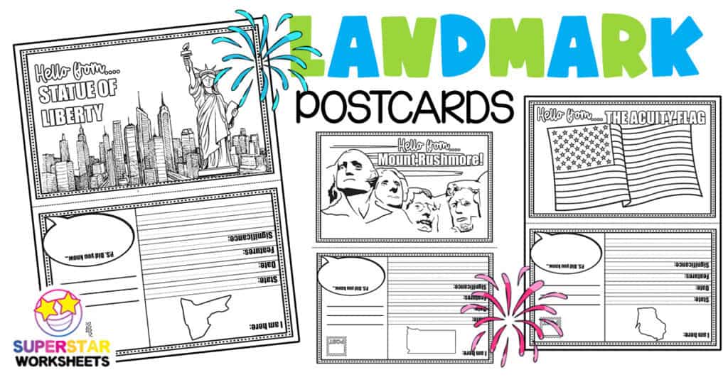 Famous landmarks postcards