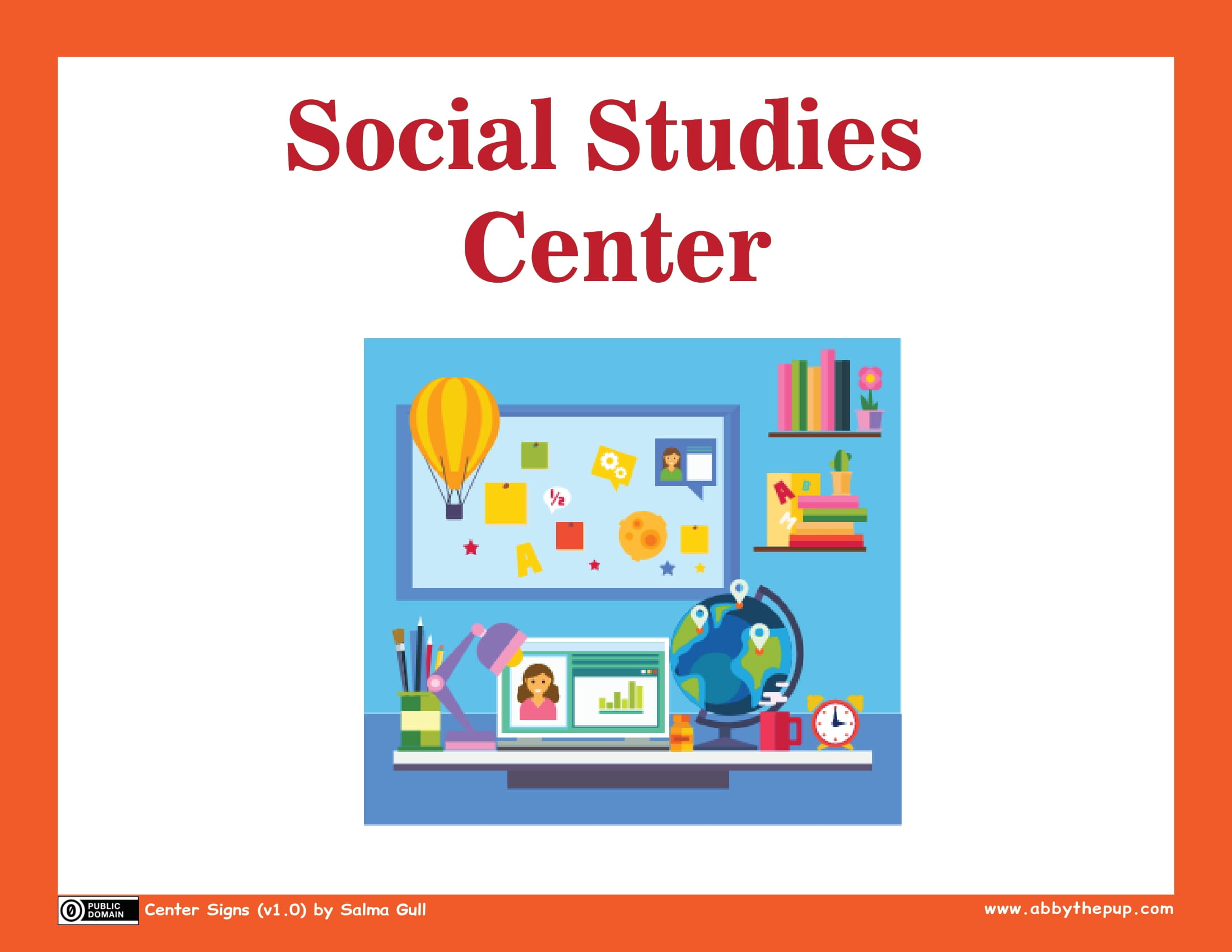 Social studies center sign free printable papercraft templates