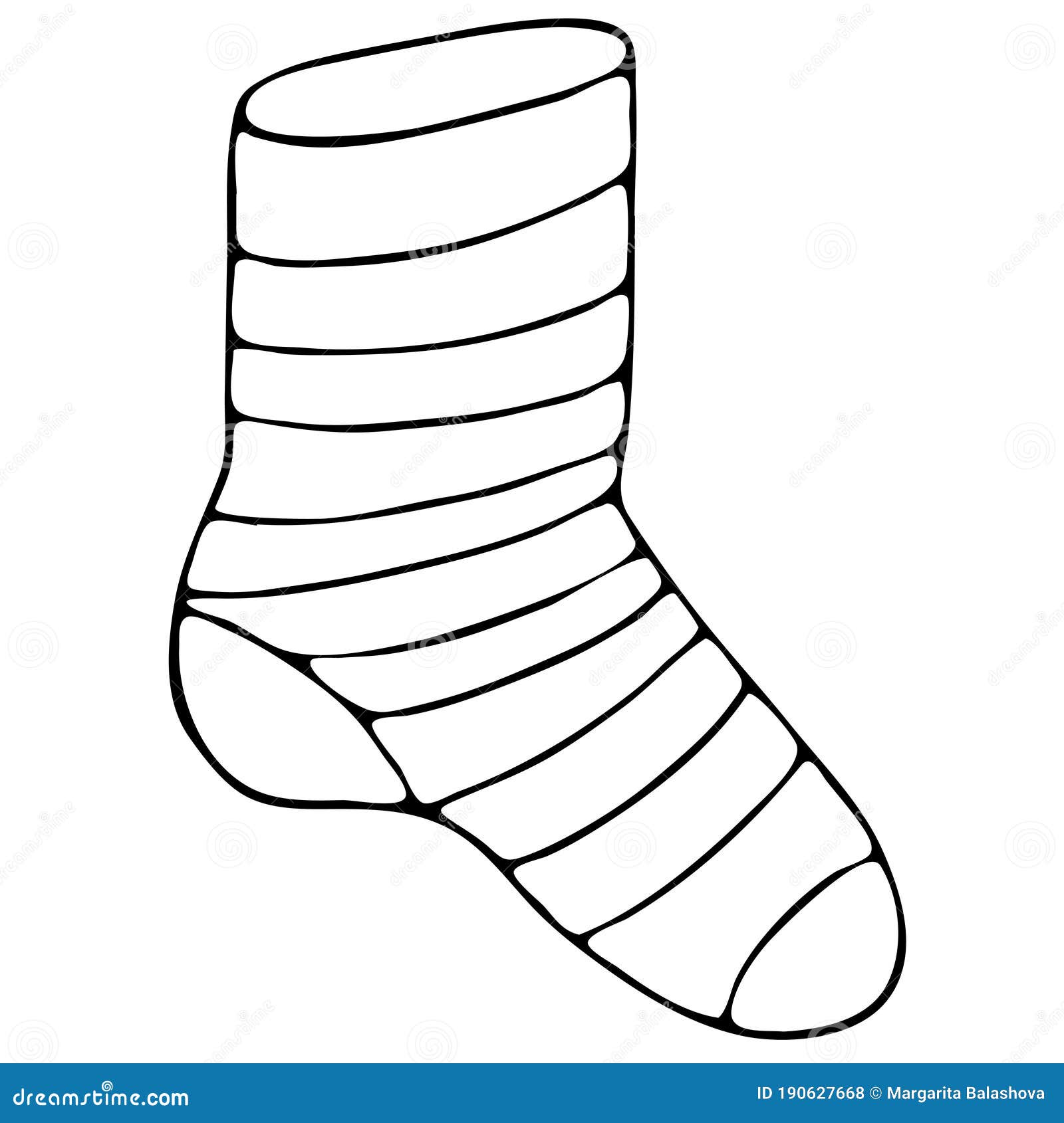 Striped warm sock vector element doodles coloring book stock vector