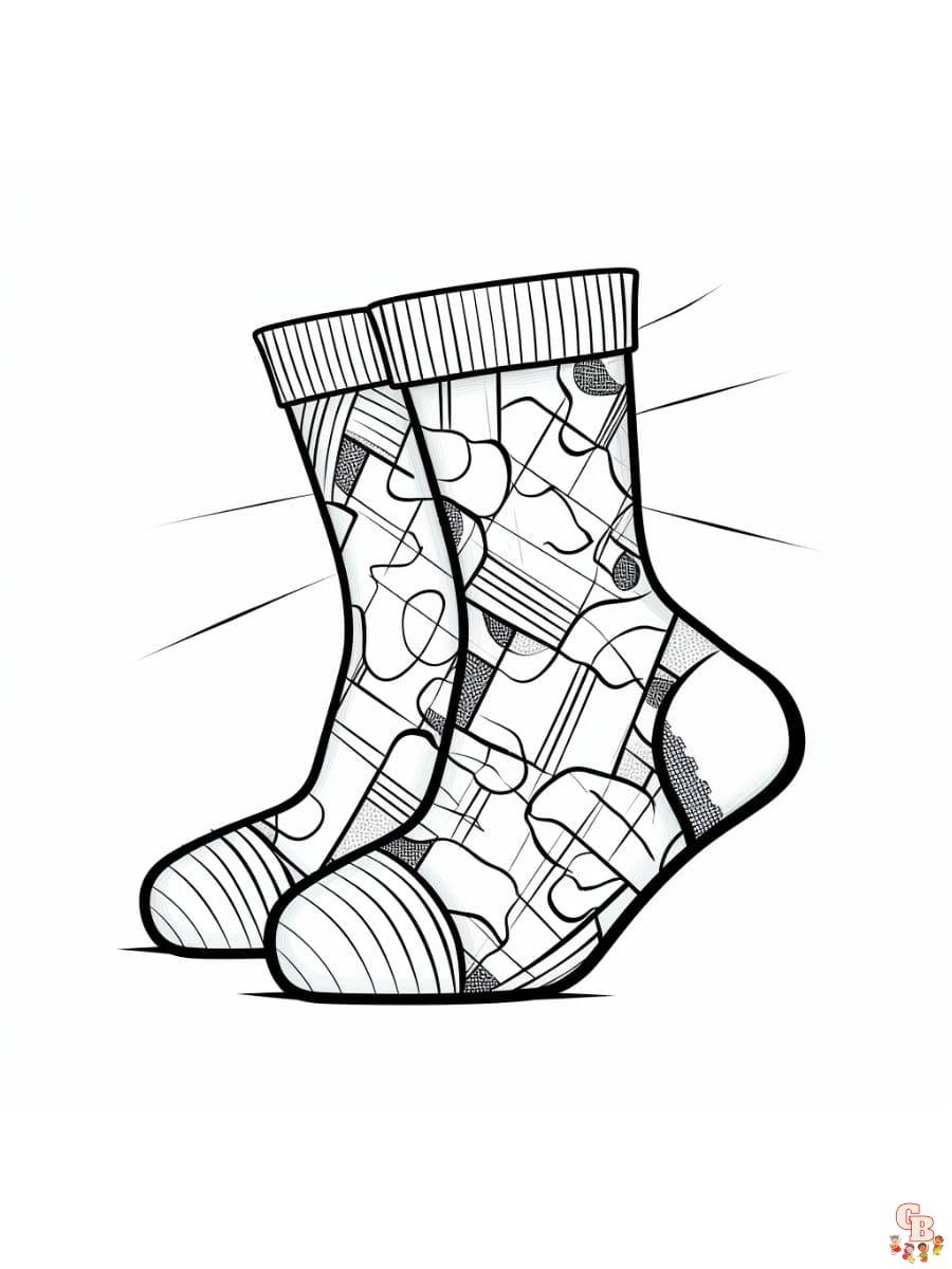 Printable socks coloring pages free for kids and adults