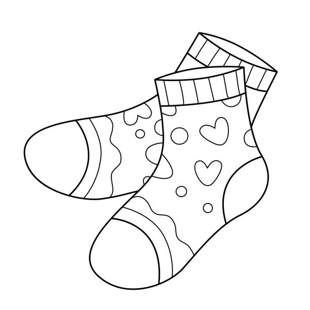 Socks coloring book for kids coloring page monochrome black and white illustration childrens illustration stock illustration