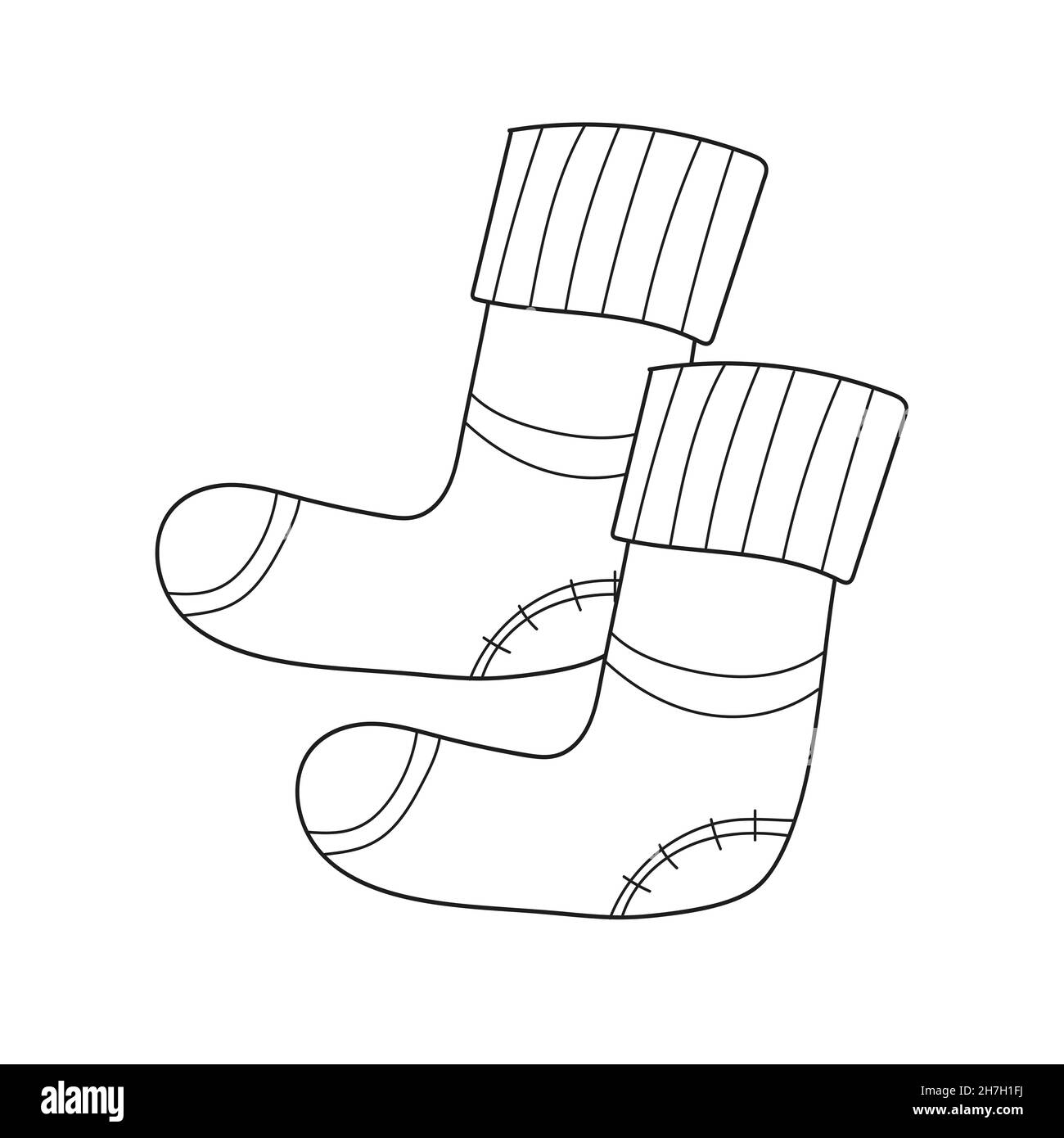 Simple coloring page coloring book for children warm knee socks on white stock vector image art