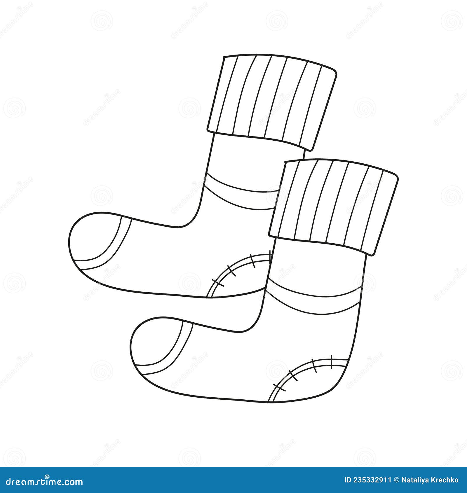 Simple coloring page coloring book for children warm knee socks stock vector
