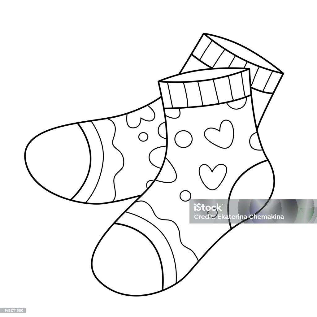 Socks coloring book for kids coloring page monochrome black and white illustration childrens illustration stock illustration
