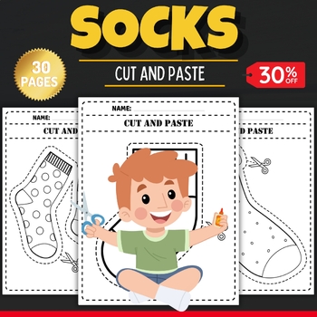 Printable socks cut and paste coloring pages sheets