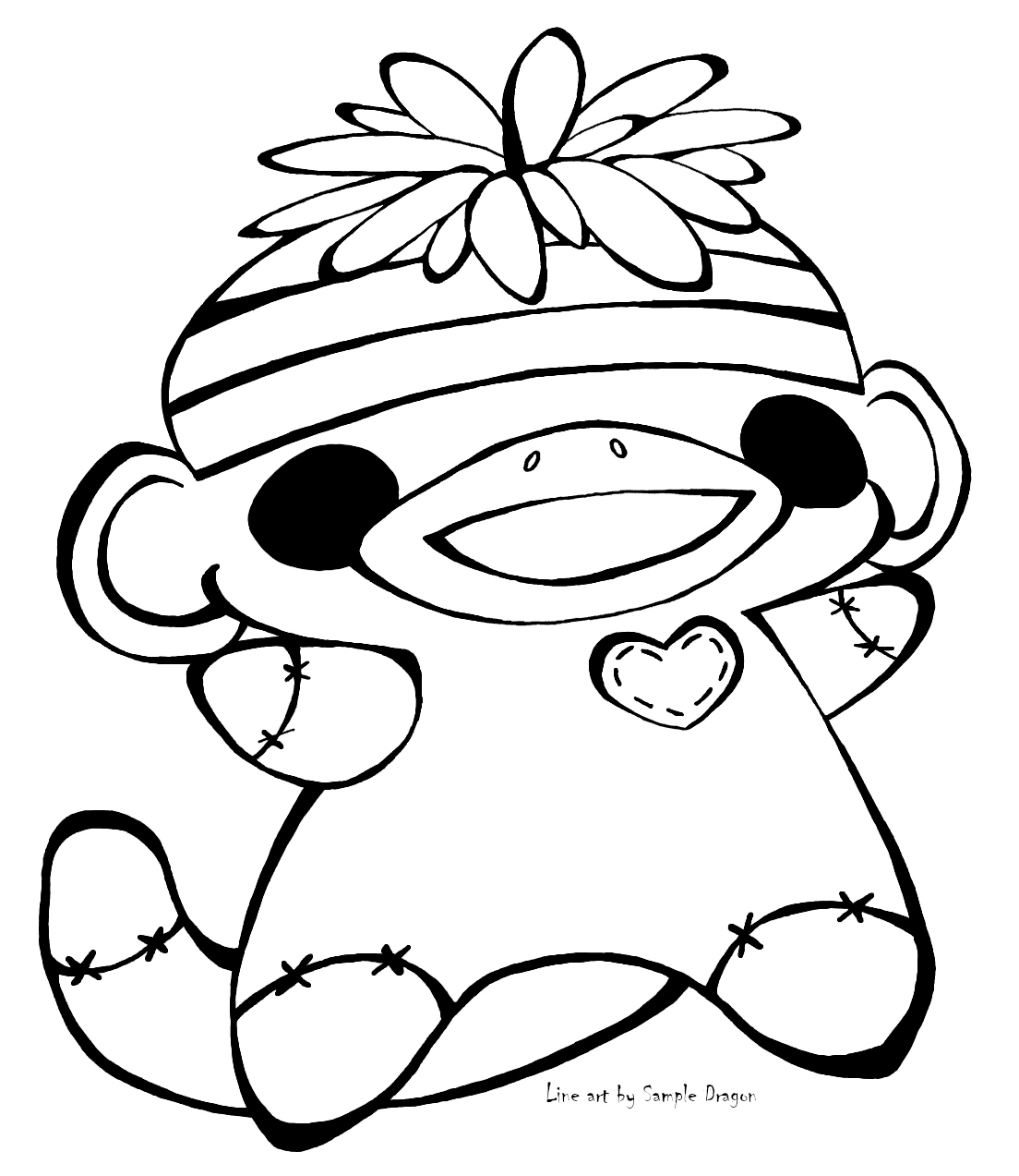 Small sock monkey black and white freeuse by sampledragon on