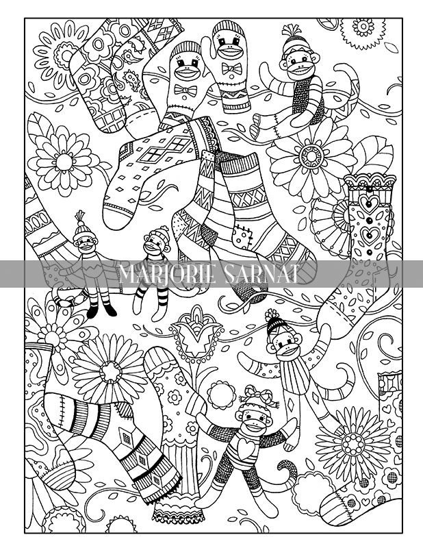Sock monkey christmas â marjorie sarnat design illustration