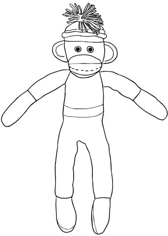 Christmas sock monkey coloring page free printable coloring pages