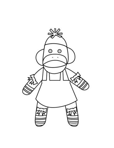 Mrs sock monkey coloring page free printable coloring pages