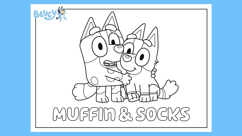 Print your own colouring sheet of muffin and socks