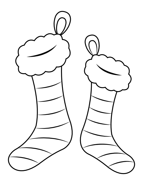 Printable easy christmas stockings coloring page