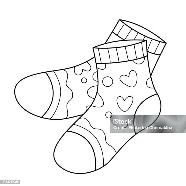 Socks coloring book for kids coloring page monochrome black and white illustration childrens illustration stock illustration