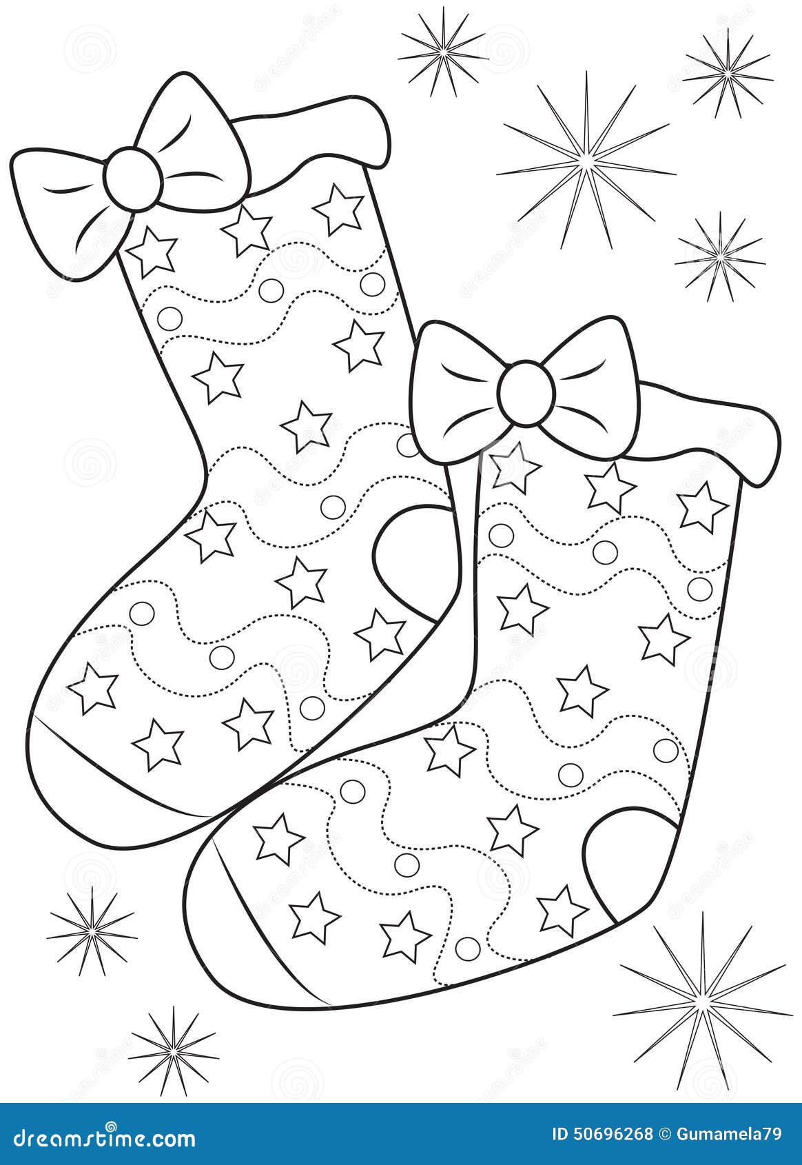 Pair of socks coloring page stock illustration