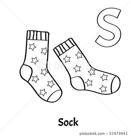 Vector alphabet letter s coloring page sock