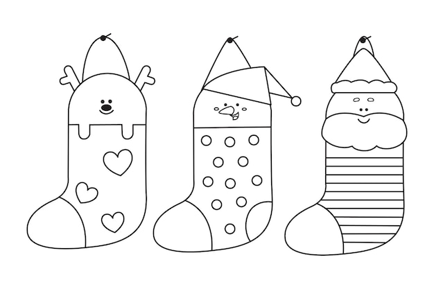 Premium vector cute socks collection coloring page for kids and adults