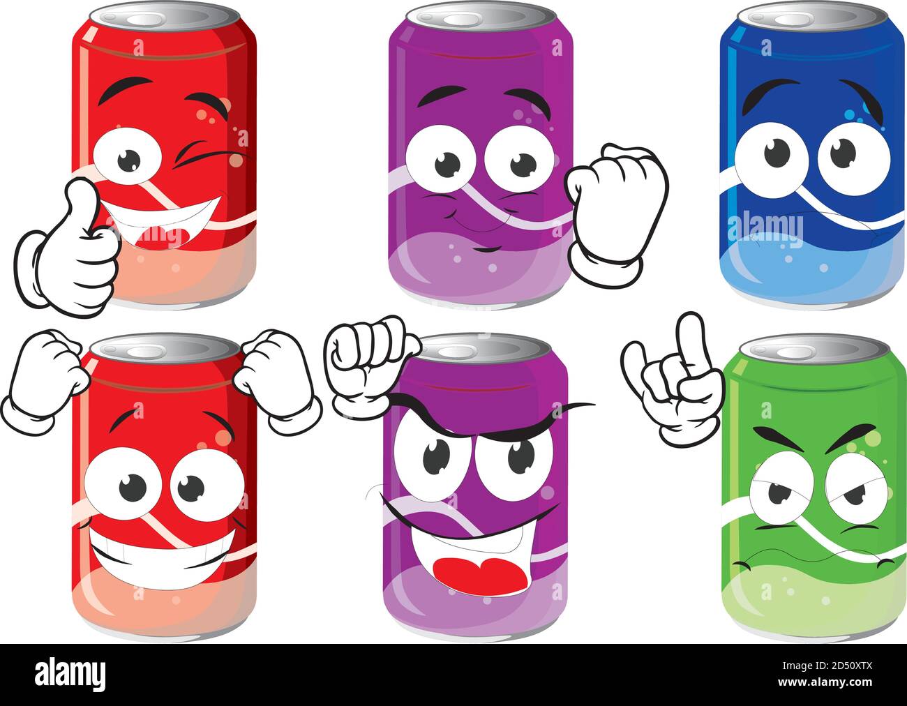 Soda can drink and beverage concept emoticon collection cartoon characters for kids coloring book colouring pages t