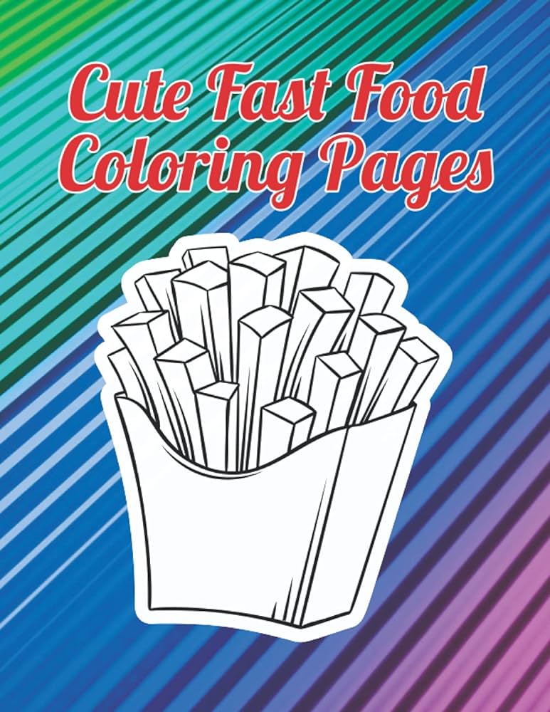 Cute fast food coloring pages black and white printable junk food burger hot dog pizza ice cream soda taco coloring sheet great gifts for toddlers kids girls and adults publishing moniruzzaman