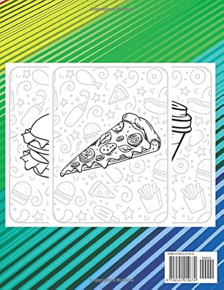 Cute fast food coloring pages black and white printable junk food burger hot dog pizza ice cream soda taco coloring sheet great gifts for toddlers kids girls and adults publishing moniruzzaman