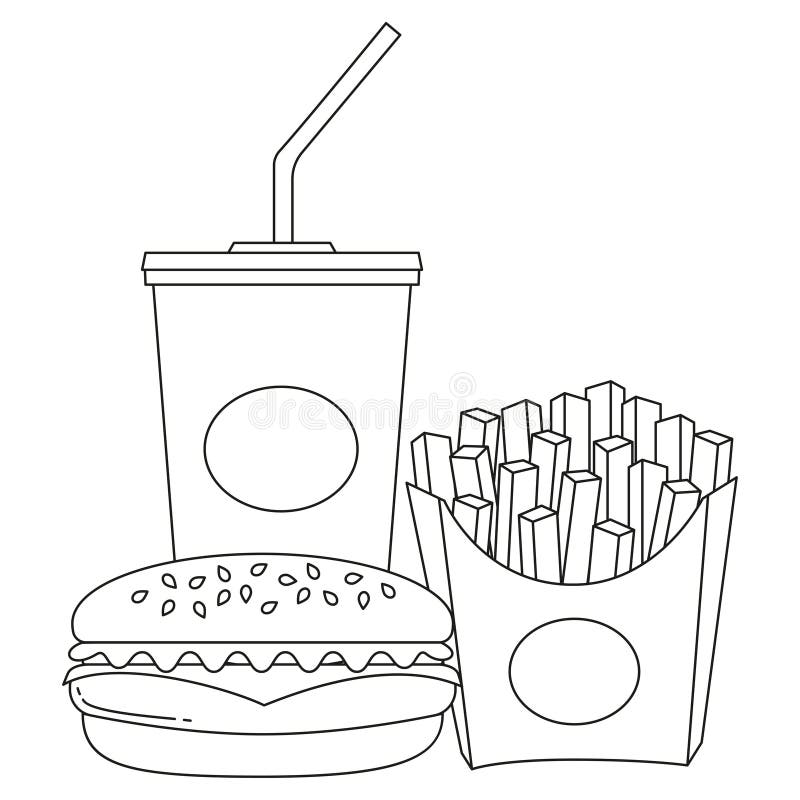 Fast food coloring page stock illustrations â fast food coloring page stock illustrations vectors clipart