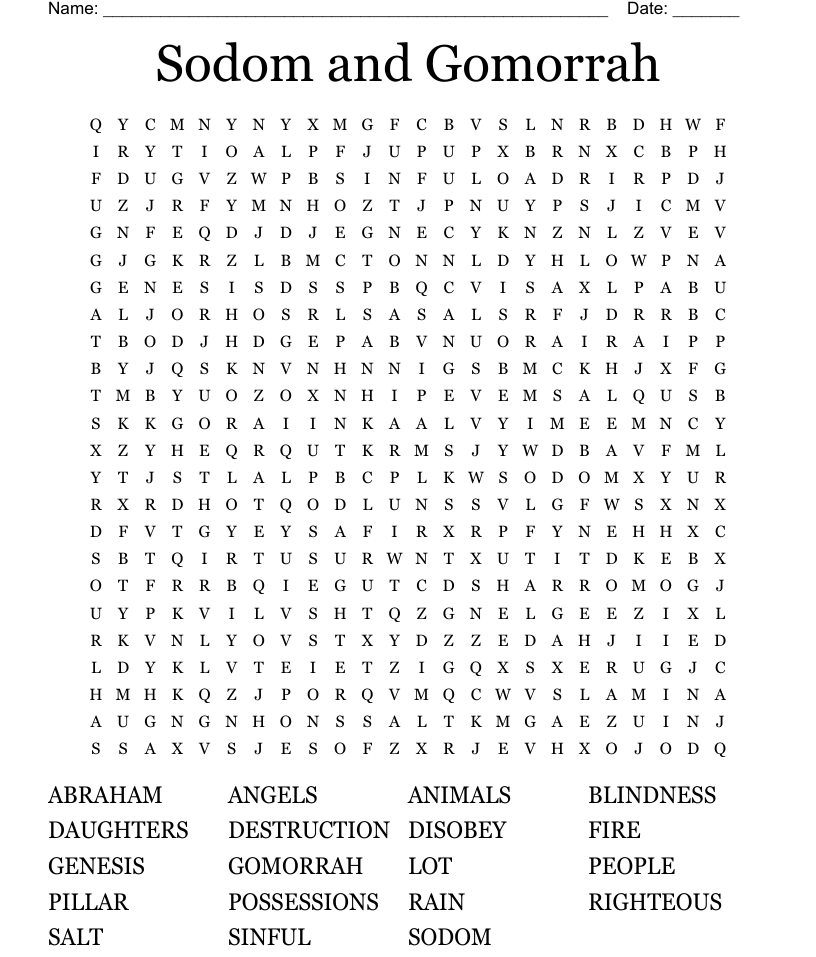 Sodom and gomorrah word search