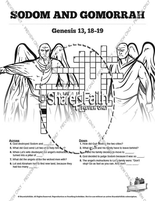 The story of sodom and gomorrah sunday school crossword puzzles â