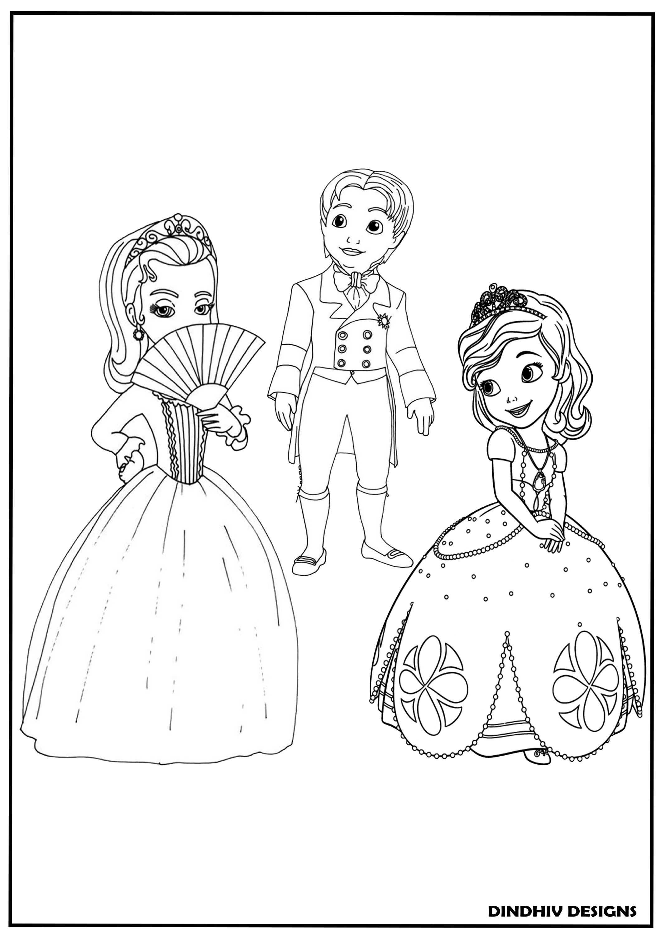 Sofia the princes coloring pages pages for kids and adults digital delivery easy to print