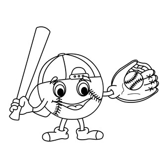 Baseball coloring page vectors illustrations for free download