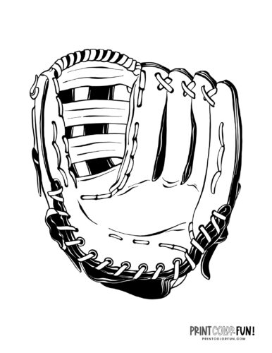Baseball gear coloring pages balls bats mitts hats at