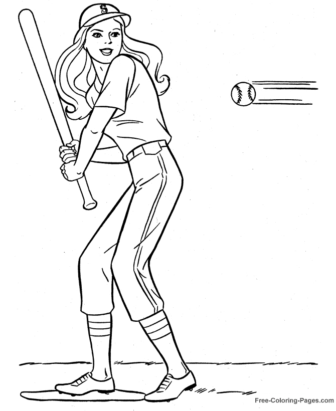 Baseball coloring pages for girls