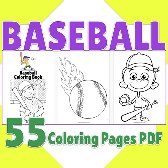 Printable baseball coloring pages baseball coloring book page pdf birthday activity party favor baseball digital coloring sheets download now
