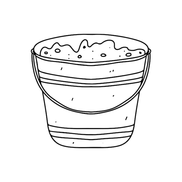 Premium vector bucket full of soil in hand drawn doodle style vector illustration isolated on white coloring page
