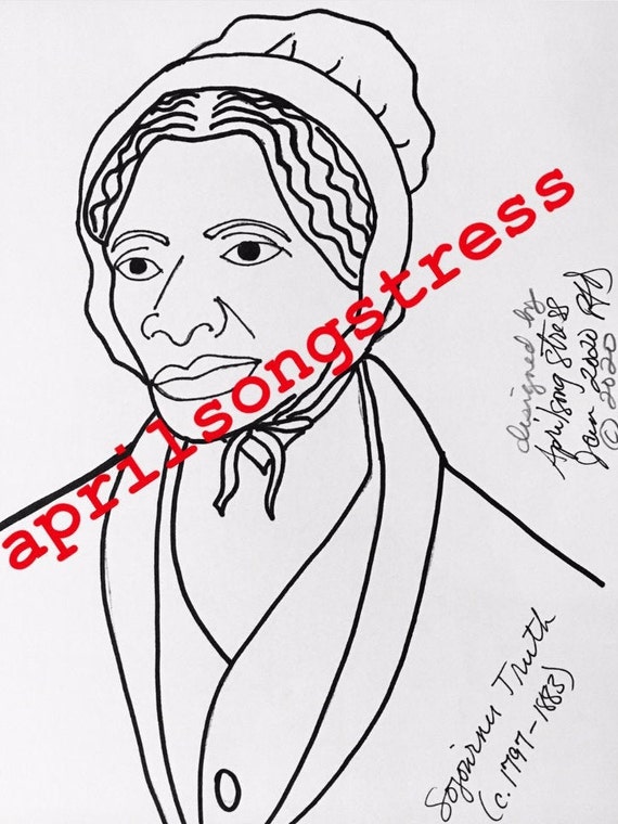 Sojourner truth suffragist embroidery pattern coloring page