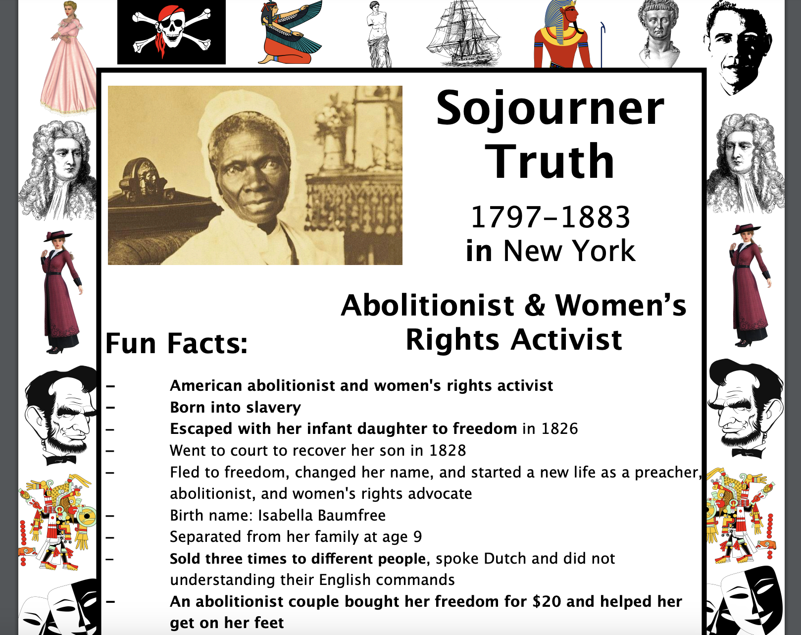 Sojourner truth packet activities important historical figures series made by teachers