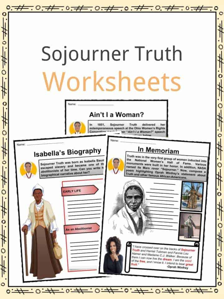 Sojourner truth facts worksheets life legacy for kids