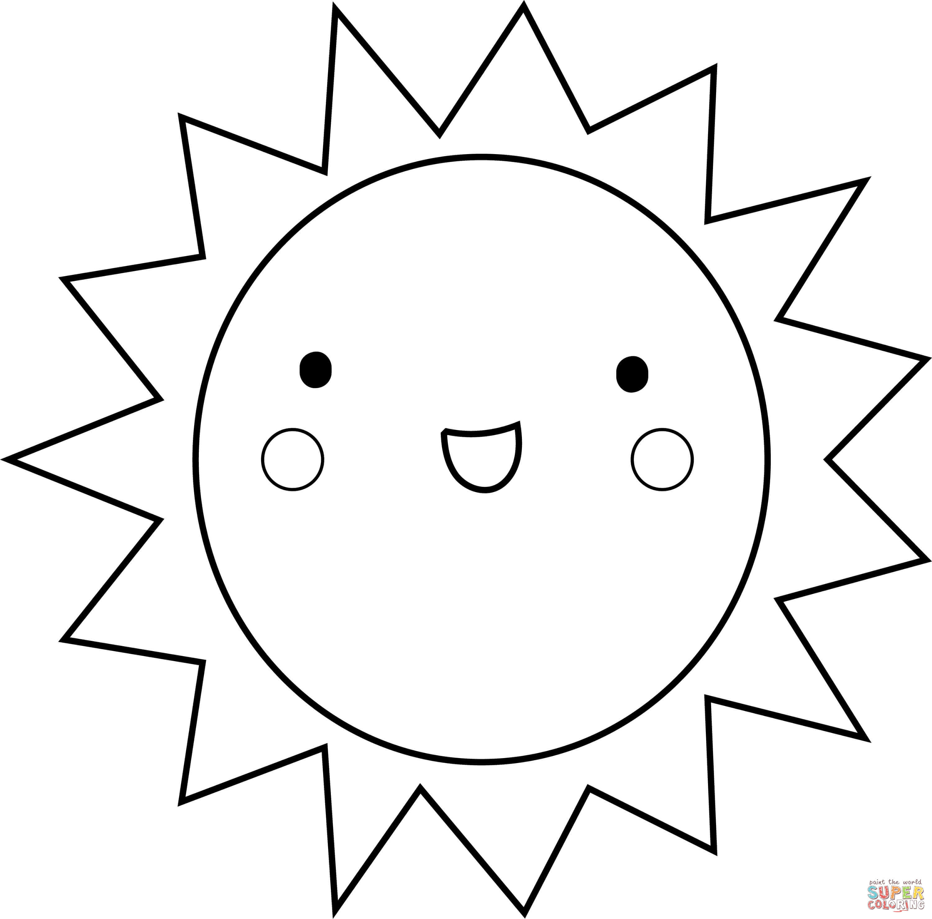 Kawaii sun coloring page free printable coloring pages